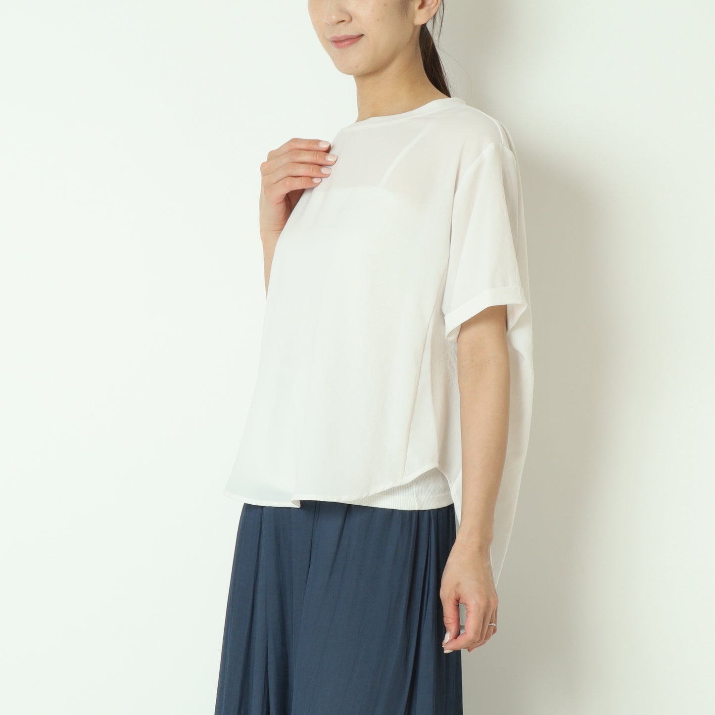 ストレッチシフォン半袖ブラウス　80242201