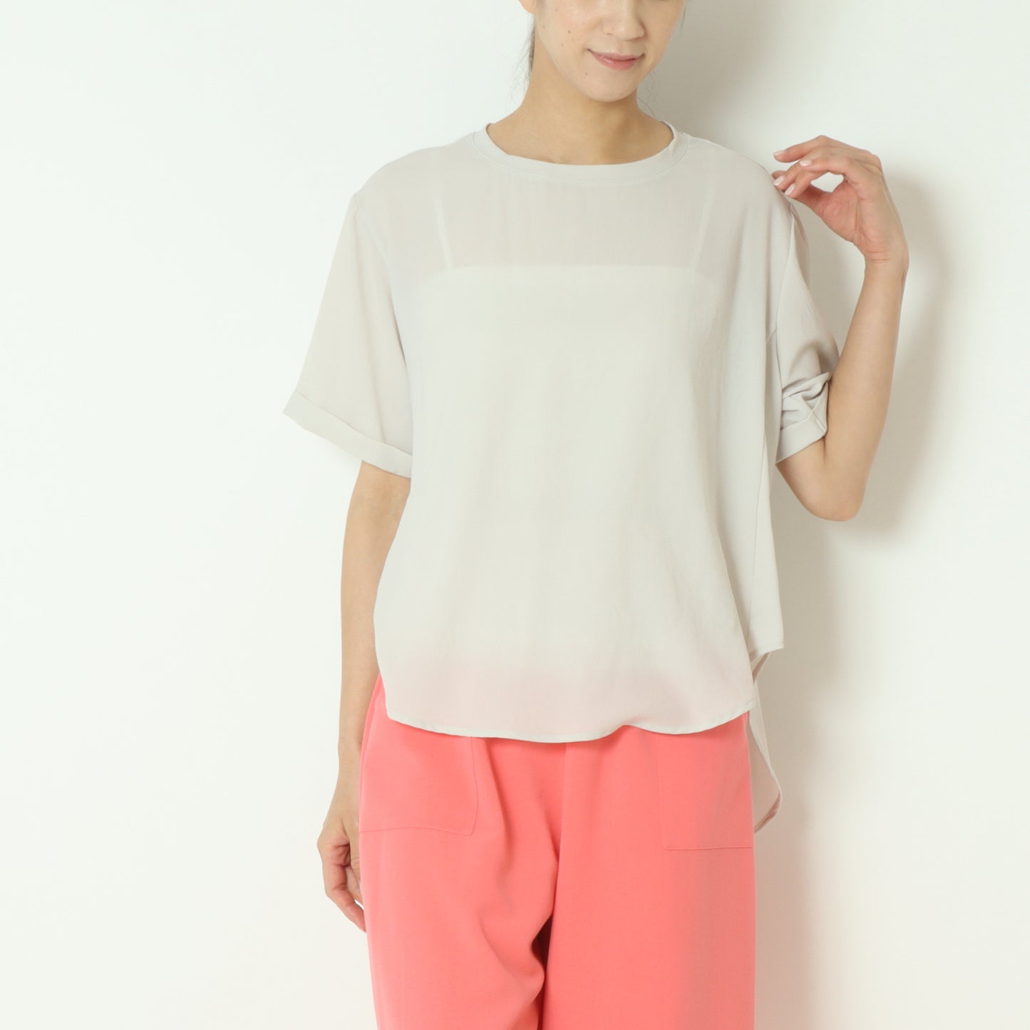 ストレッチシフォン半袖ブラウス　80242201