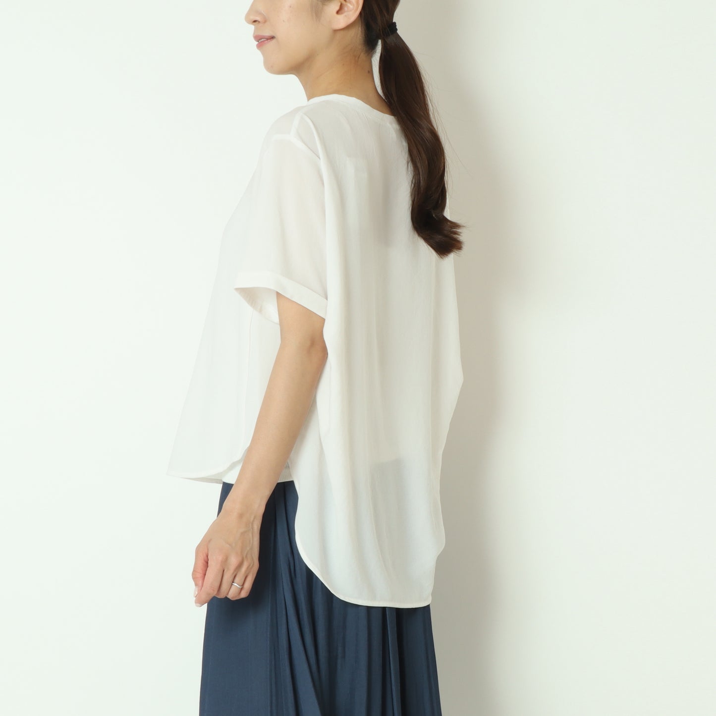 ストレッチシフォン半袖ブラウス　80242201