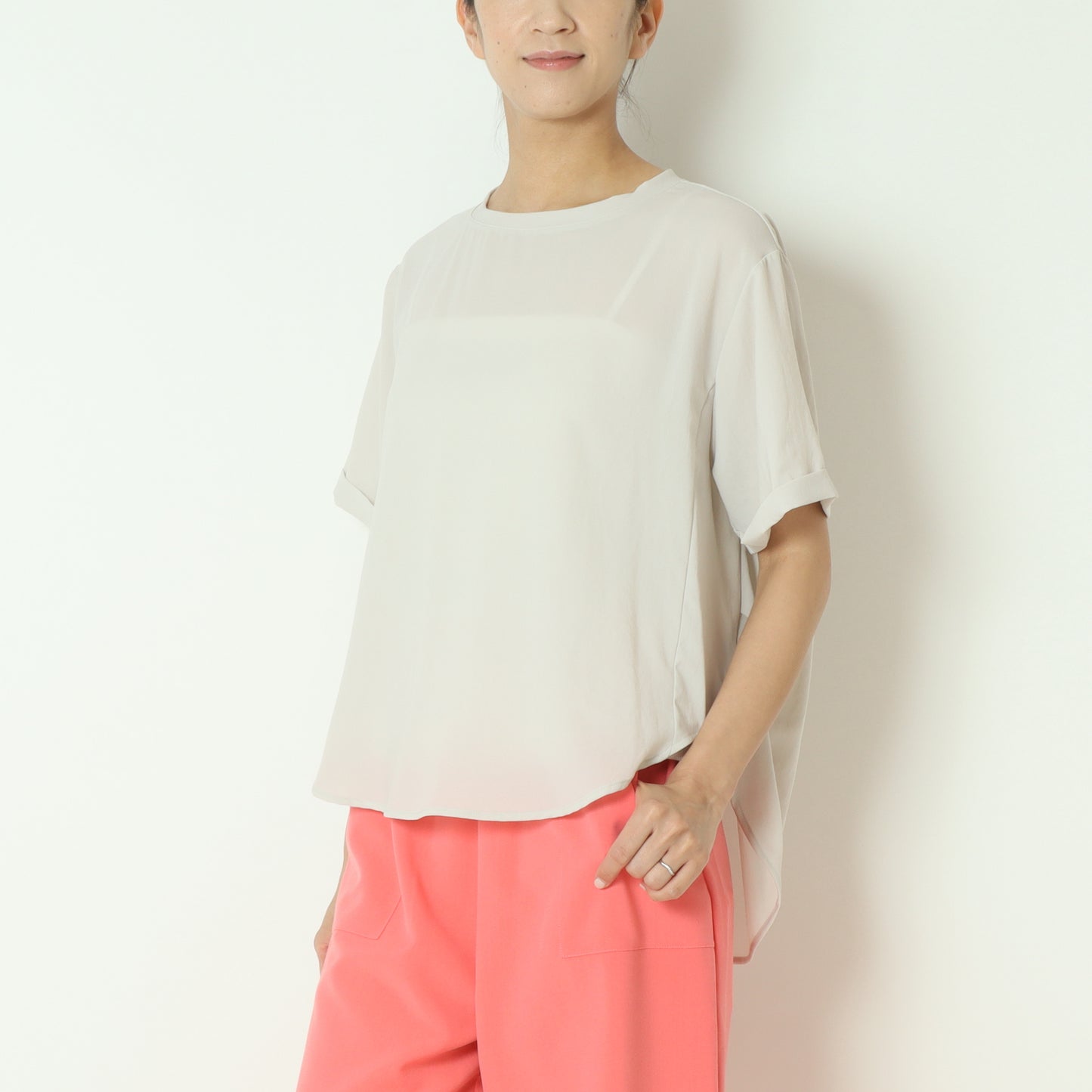 ストレッチシフォン半袖ブラウス　80242201