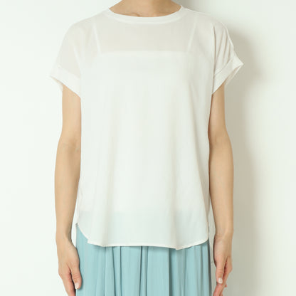 ストレッチシフォンバックスリット半袖ブラウス　80242204
