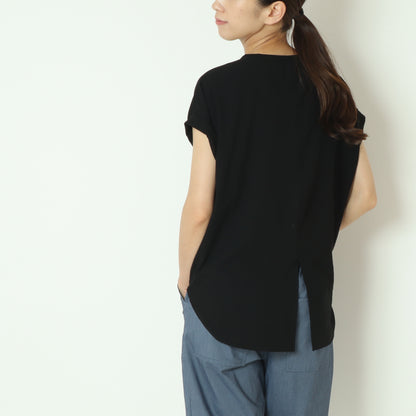 ストレッチシフォンバックスリット半袖ブラウス　80242204
