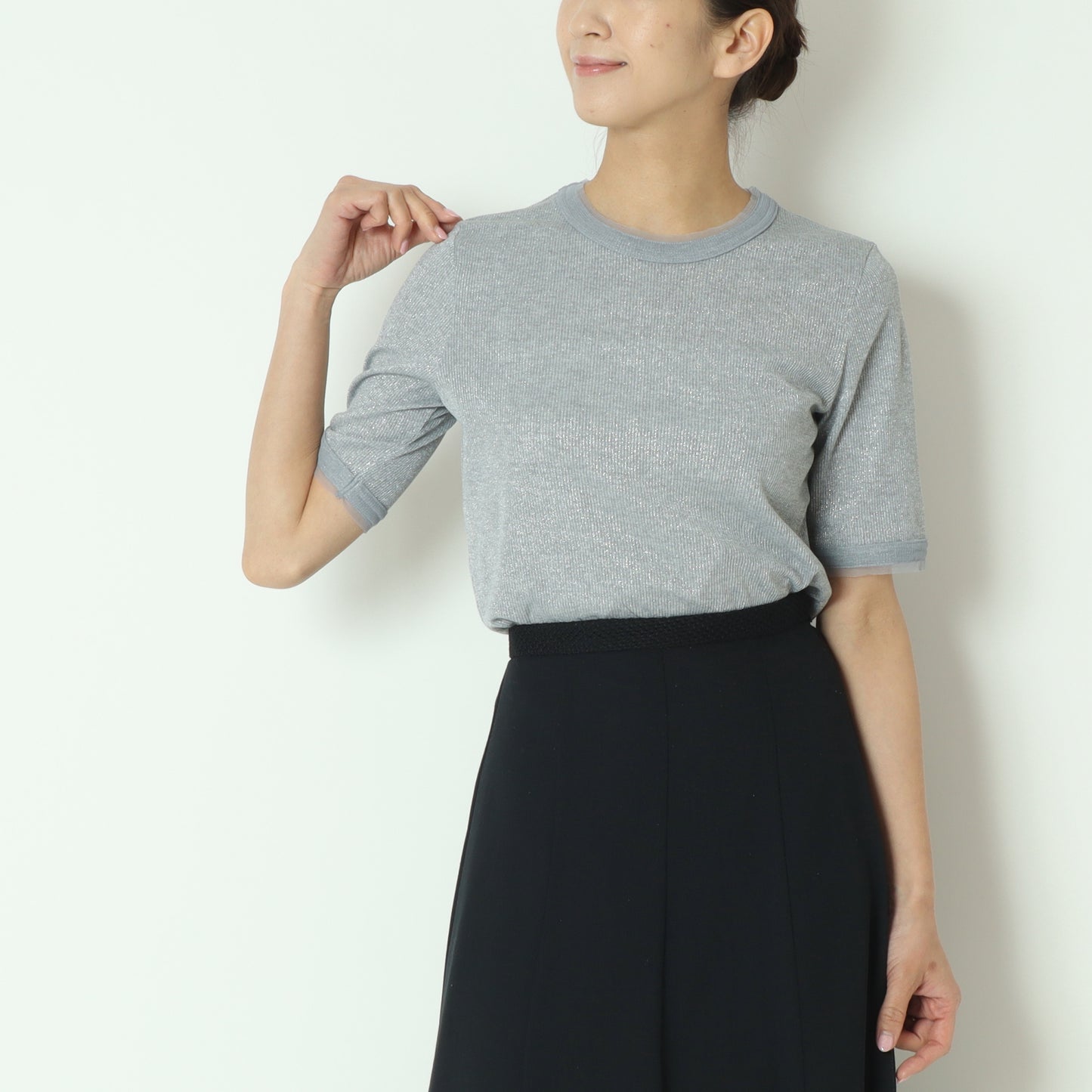 ラメリブショートスリーブTシャツ  8920773