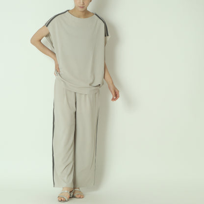 カットジョーゼットサイドラインワイドパンツ　8856614