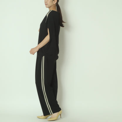 カットジョーゼットサイドラインワイドパンツ　8856614