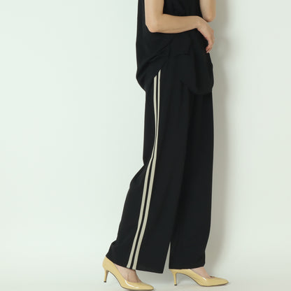 カットジョーゼットサイドラインワイドパンツ　8856614