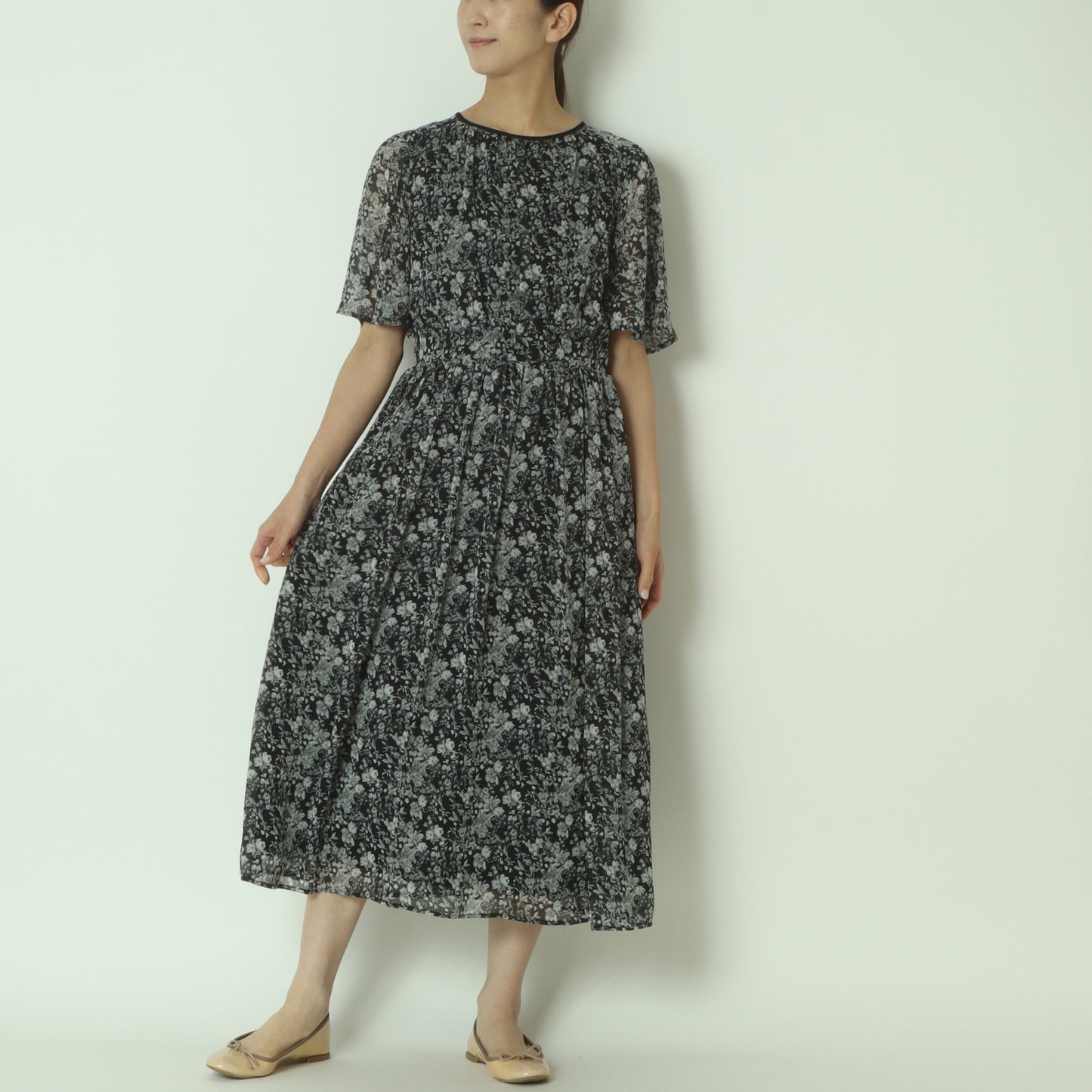 花柄シフォンワンピース　8556029