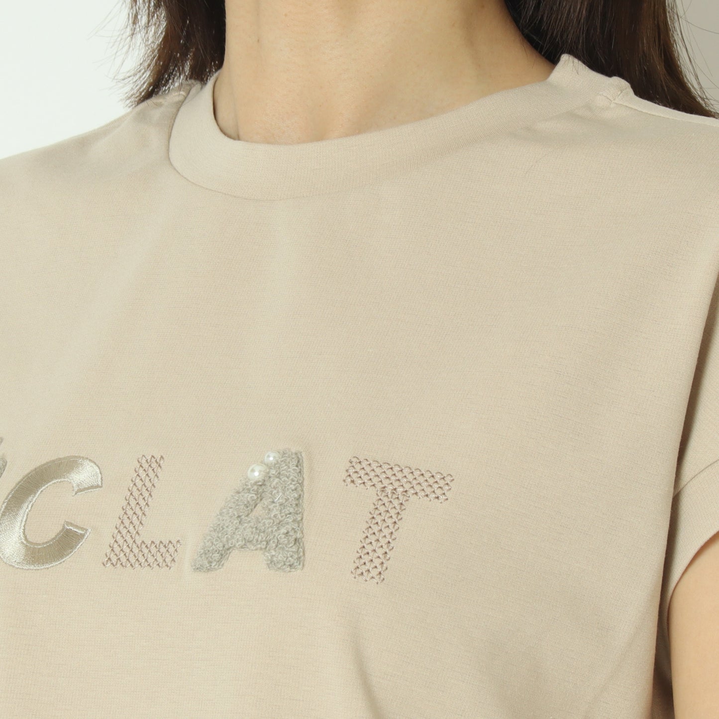 フレンチスリーブパールロゴTシャツ  7521003