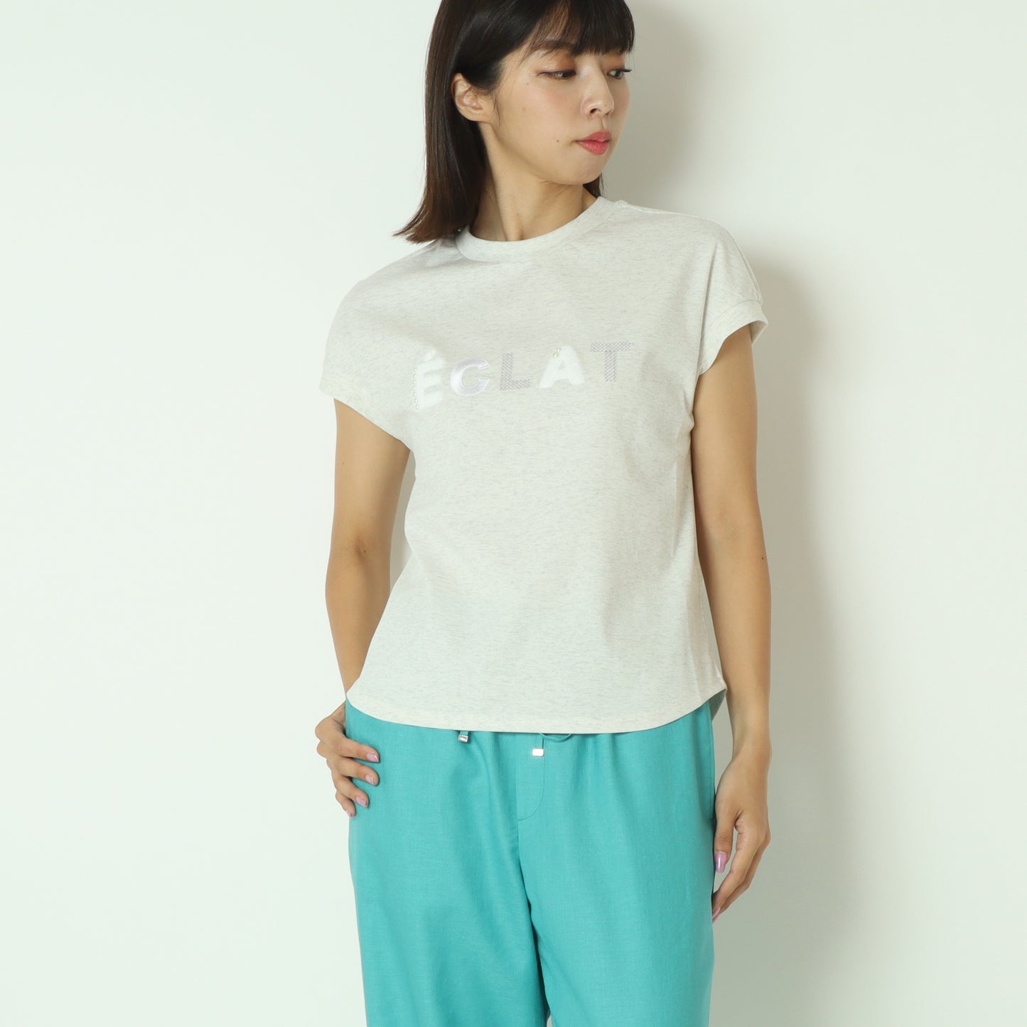 フレンチスリーブパールロゴTシャツ  7521003