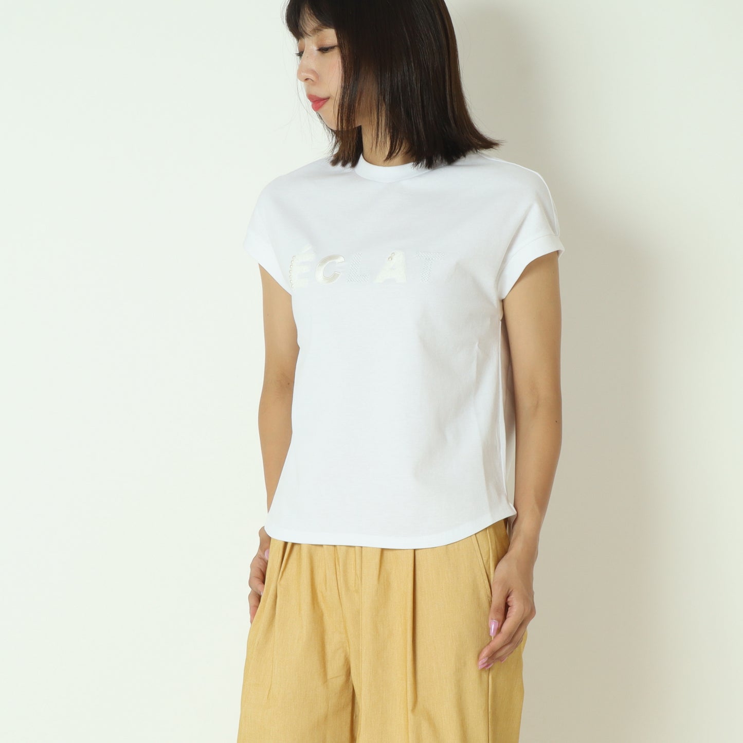 フレンチスリーブパールロゴTシャツ  7521003