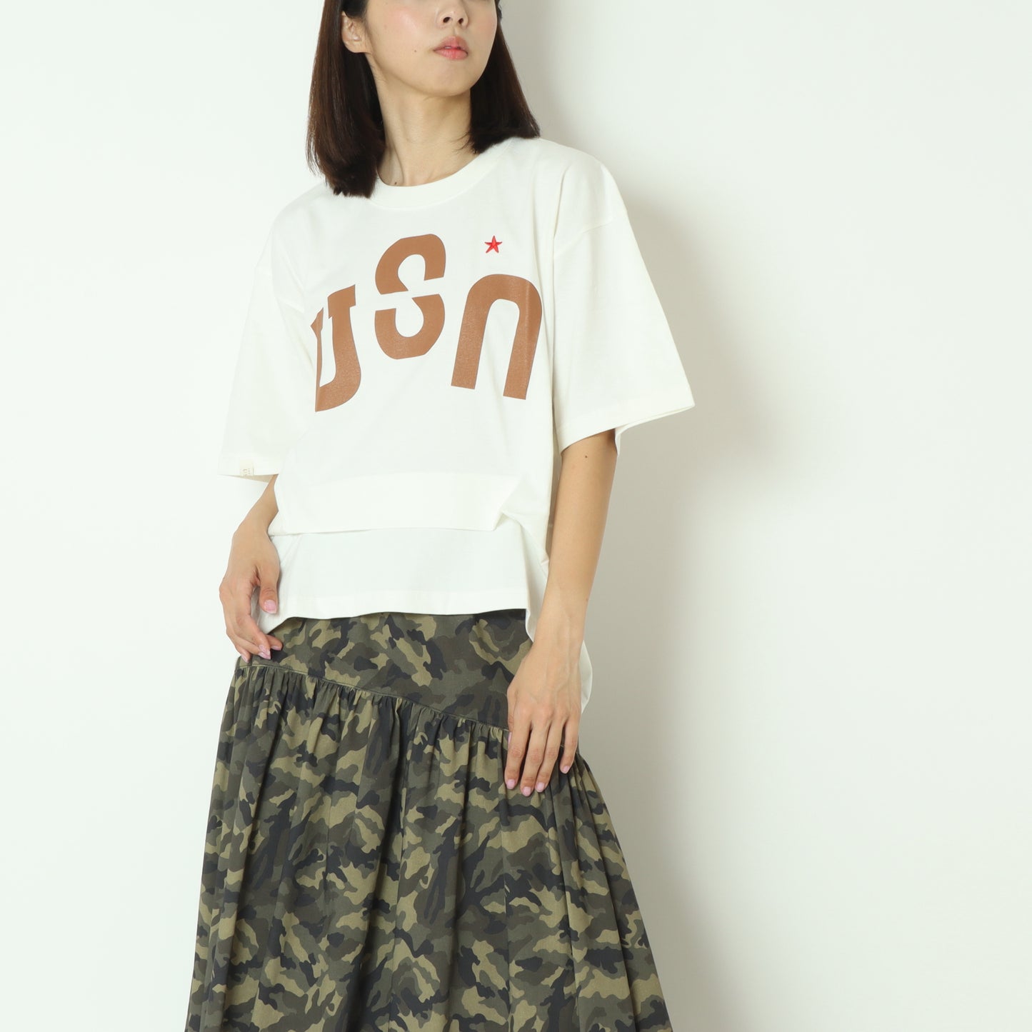 USUロゴステッチワークTシャツ 25M-MT-39