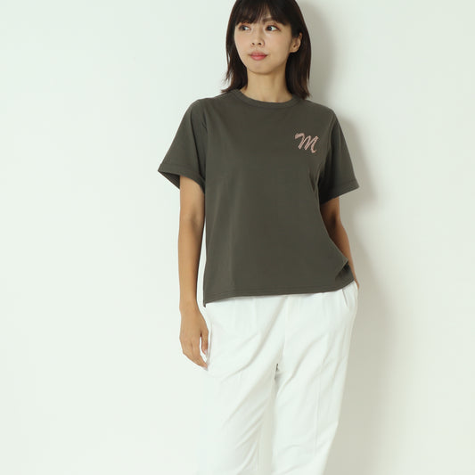 Mロゴブローチ風Tシャツ   713227