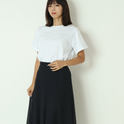 Mロゴブローチ風Tシャツ   713227