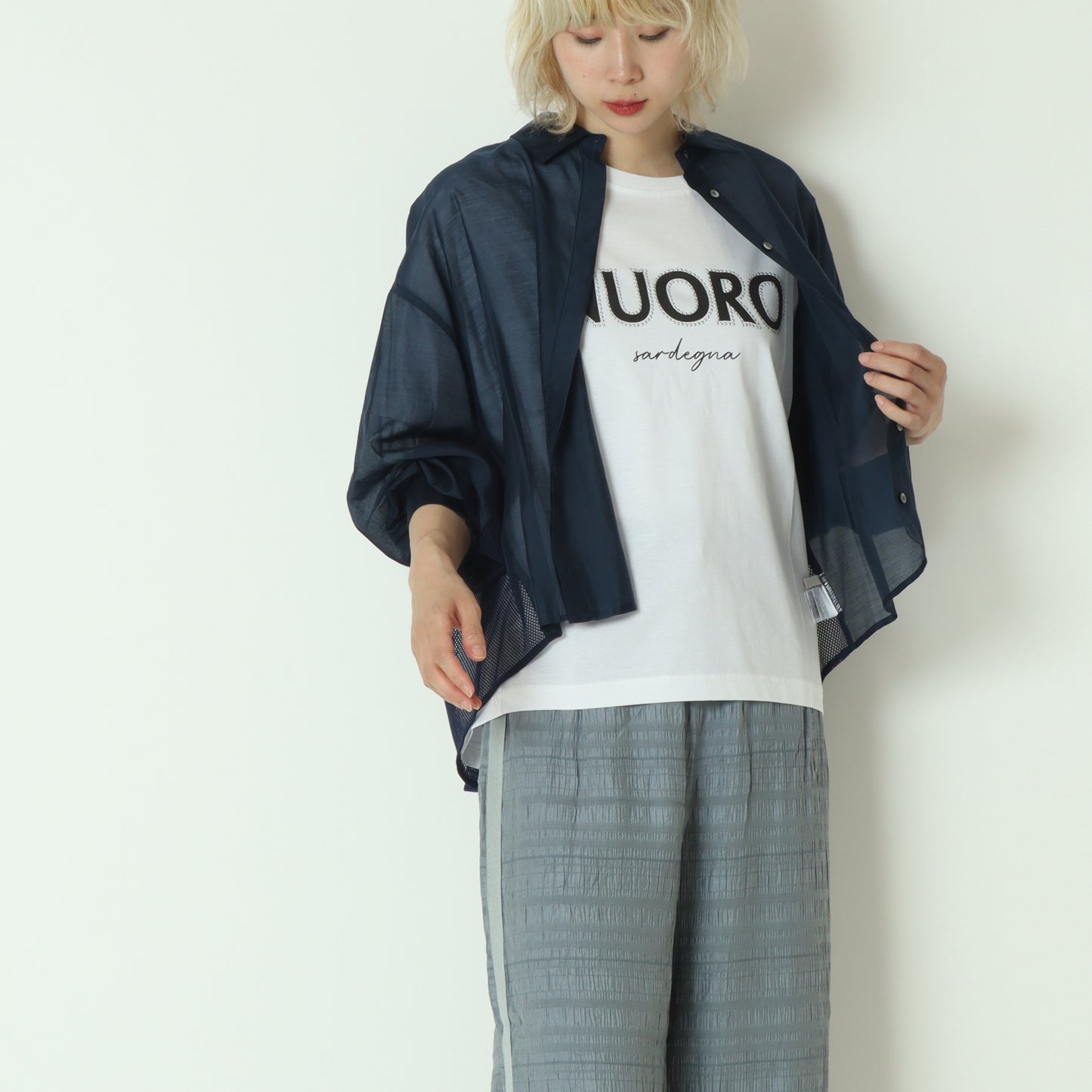 フリル×メッシュバックシアーシャツブラウス 623741