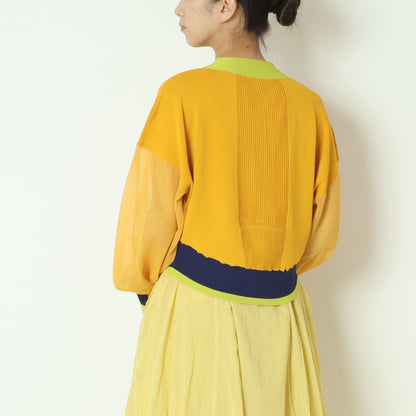 カラーブロックショートカーディガン  1252-09001