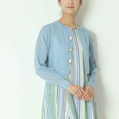 麻混ビジューカーディガン　 6251-680