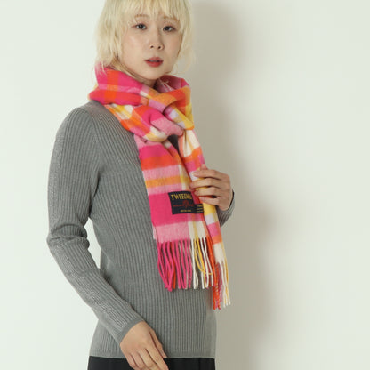 プレステージラムウールチェックノスマフラー　LAMBWOOLSCARF