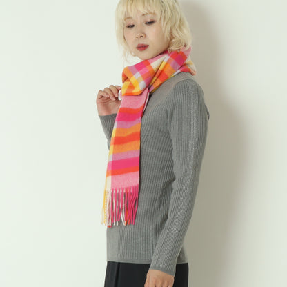 プレステージラムウールチェックノスマフラー　LAMBWOOLSCARF