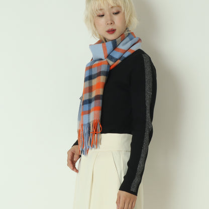 プレステージラムウールチェックノスマフラー　LAMBWOOLSCARF