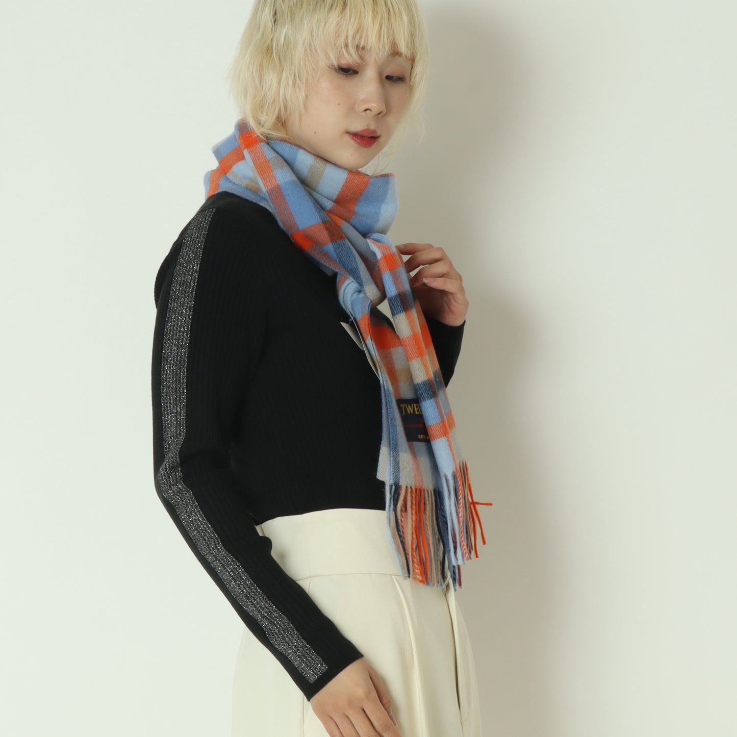 プレステージラムウールチェックノスマフラー　LAMBWOOLSCARF