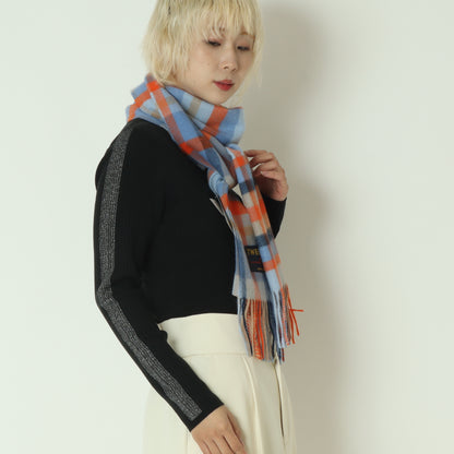 プレステージラムウールチェックノスマフラー　LAMBWOOLSCARF