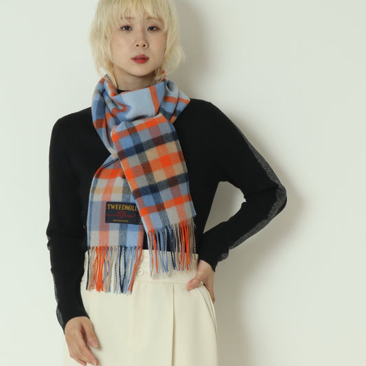 プレステージラムウールチェックノスマフラー　LAMBWOOLSCARF