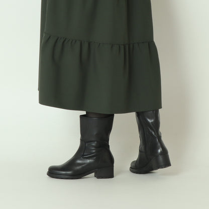 カウレザーサイドジップミドルブーツ　3840