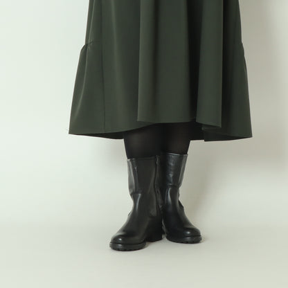 カウレザーサイドジップミドルブーツ　3840