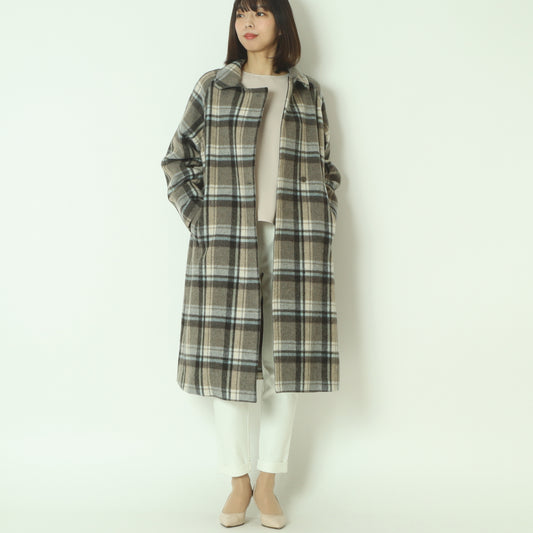 ウールチェックコート 20256607