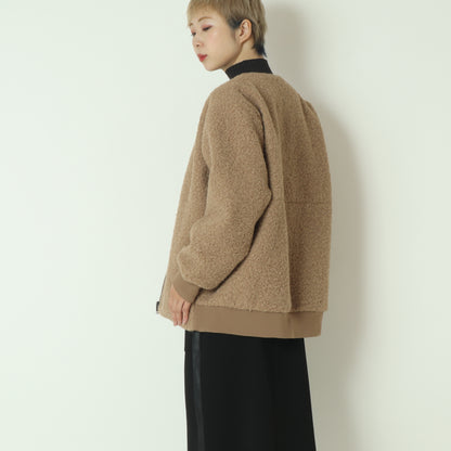 ノーカラードロップショルダーボアブルゾン 
80256394