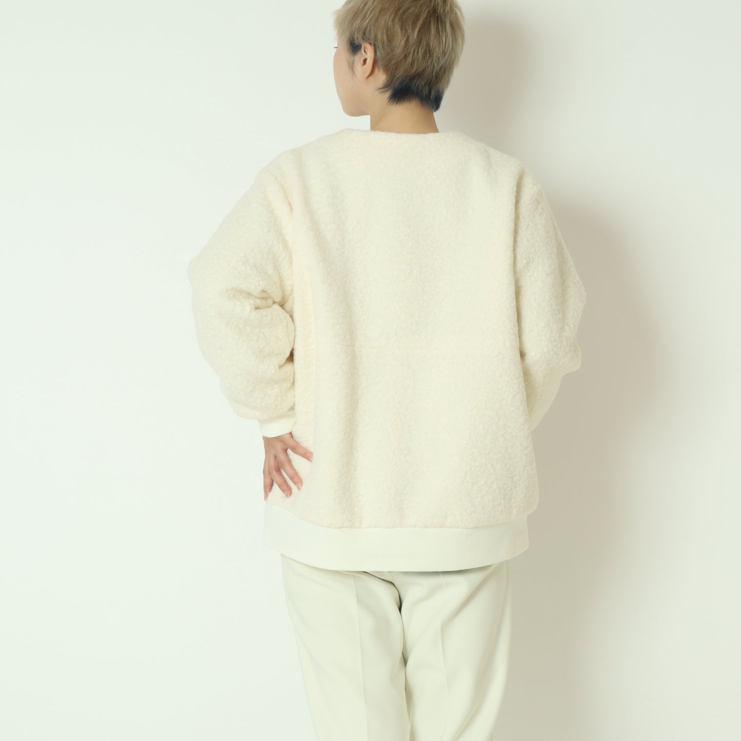 ノーカラードロップショルダーボアブルゾン 
80256394