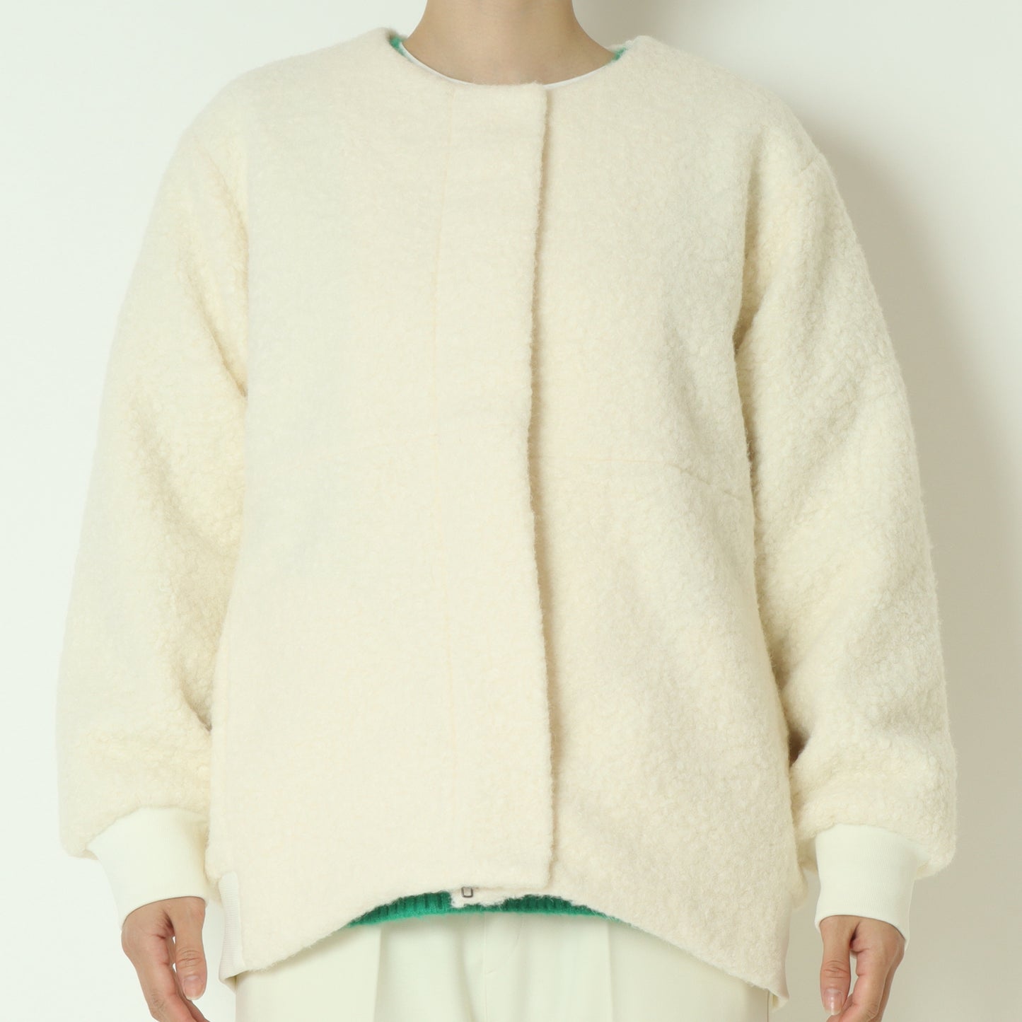 ノーカラードロップショルダーボアブルゾン 
80256394