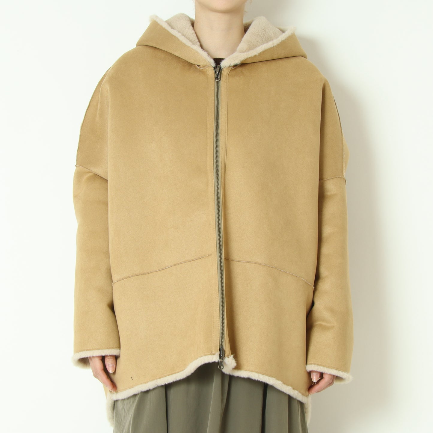 リバーシブルミドル丈フーディボアコート  80256407