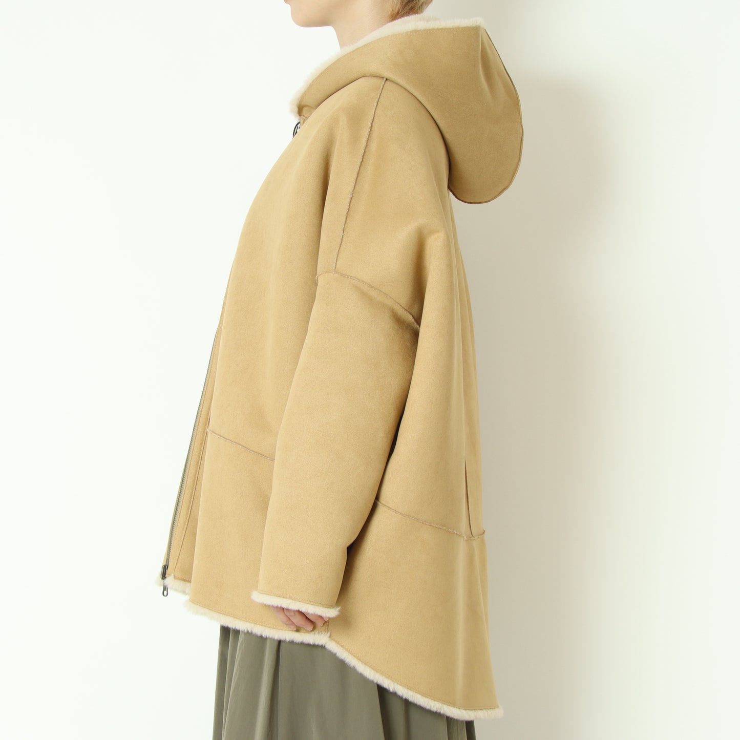 リバーシブルミドル丈フーディボアコート  80256407