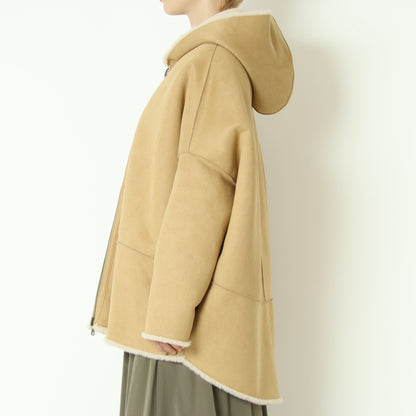 リバーシブルミドル丈フーディボアコート  80256407