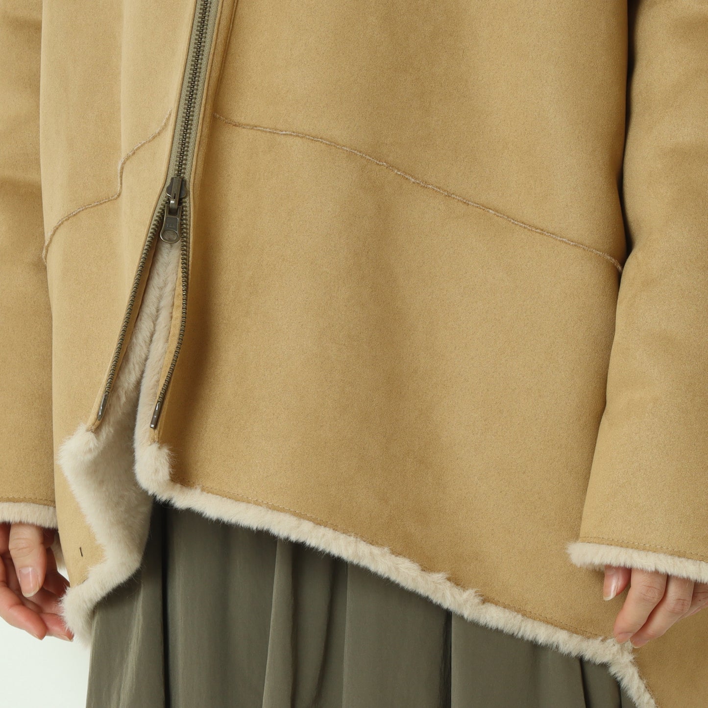 リバーシブルミドル丈フーディボアコート  80256407