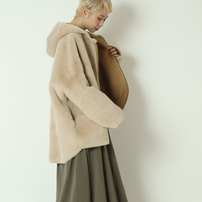 リバーシブルミドル丈フーディボアコート  80256407