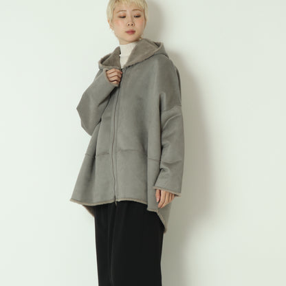 リバーシブルミドル丈フーディボアコート  80256407