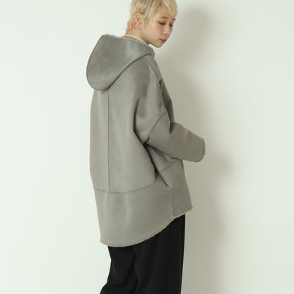 リバーシブルミドル丈フーディボアコート  80256407