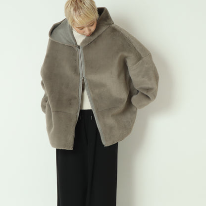 リバーシブルミドル丈フーディボアコート  80256407