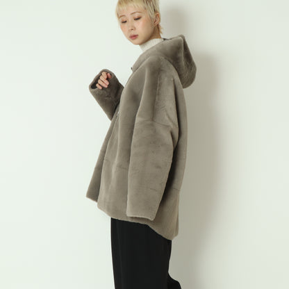 リバーシブルミドル丈フーディボアコート  80256407