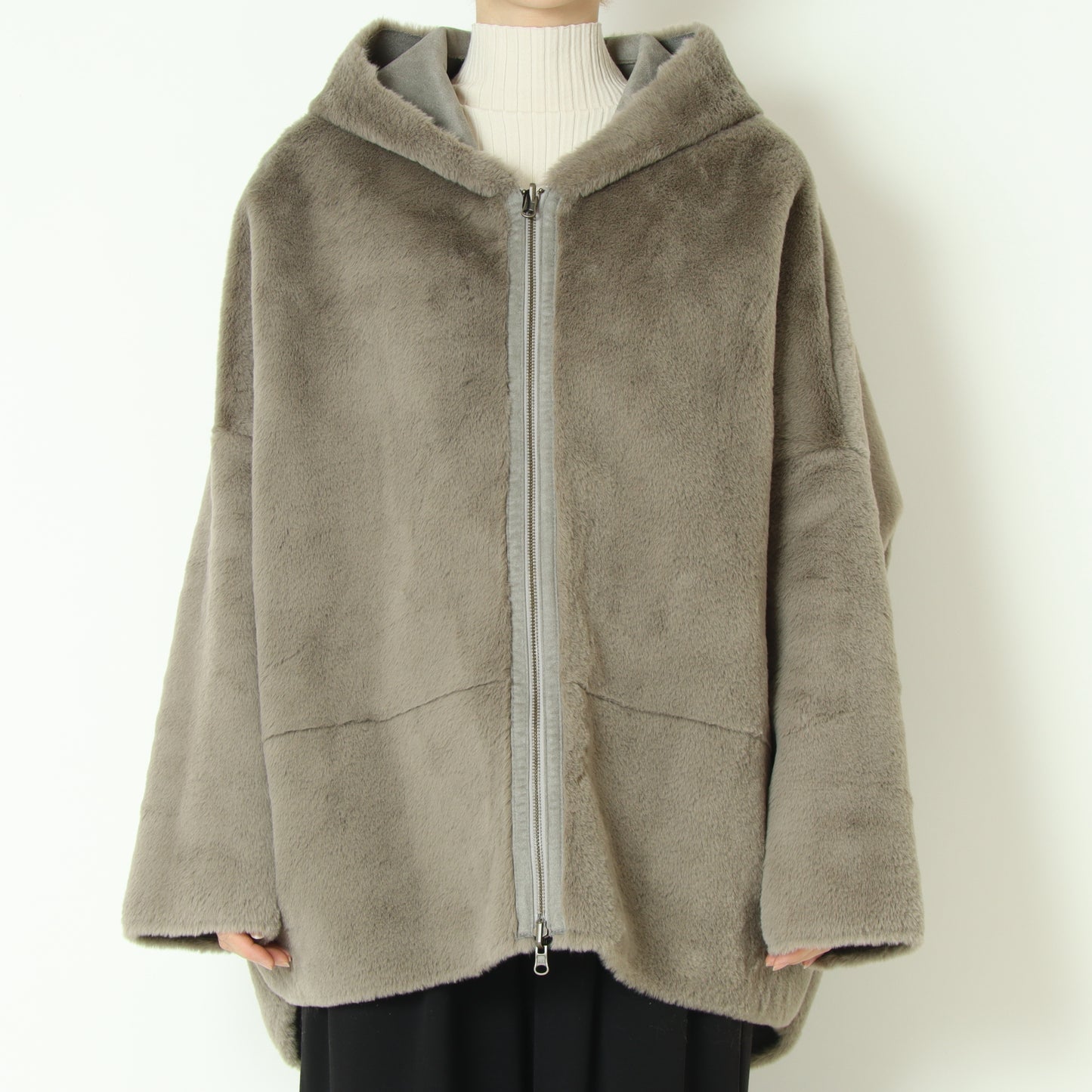 リバーシブルミドル丈フーディボアコート  80256407