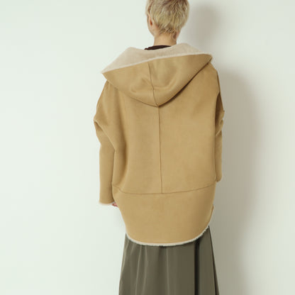 リバーシブルミドル丈フーディボアコート  80256407