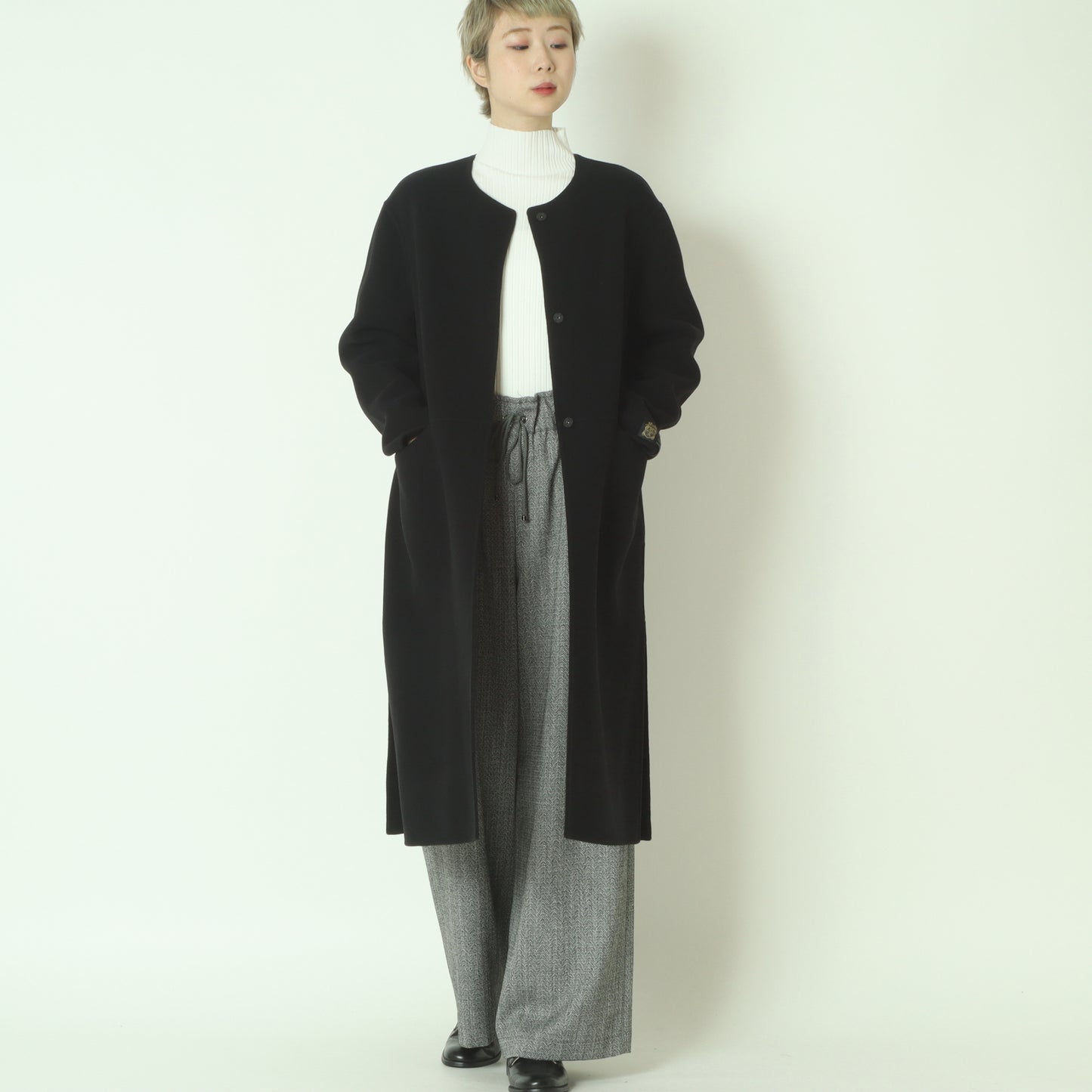 ノーカラーロングコート  20256616