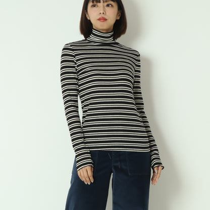 カシミアシルクソフトタッチタートルリブニット  80256500