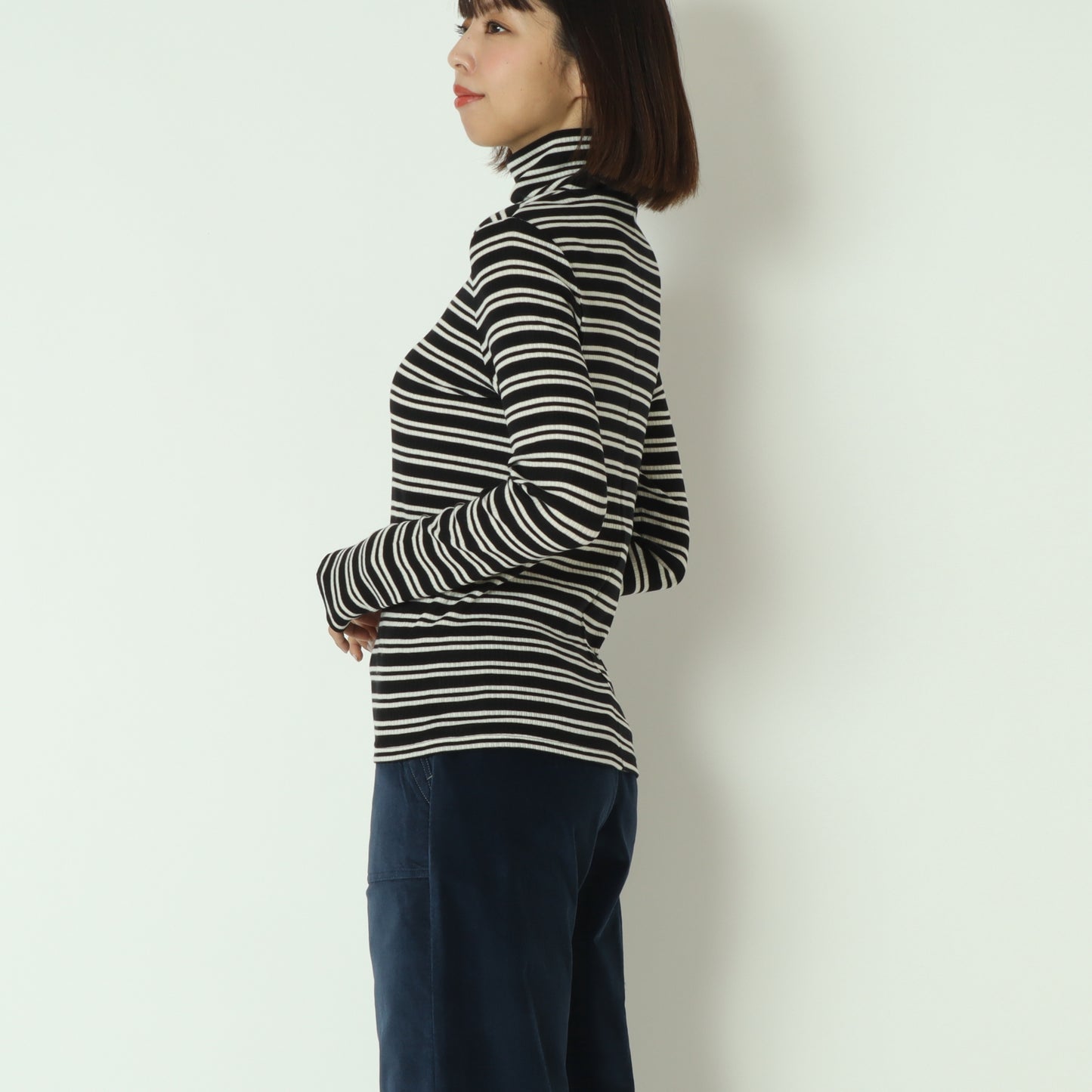 カシミアシルクソフトタッチタートルリブニット  80256500