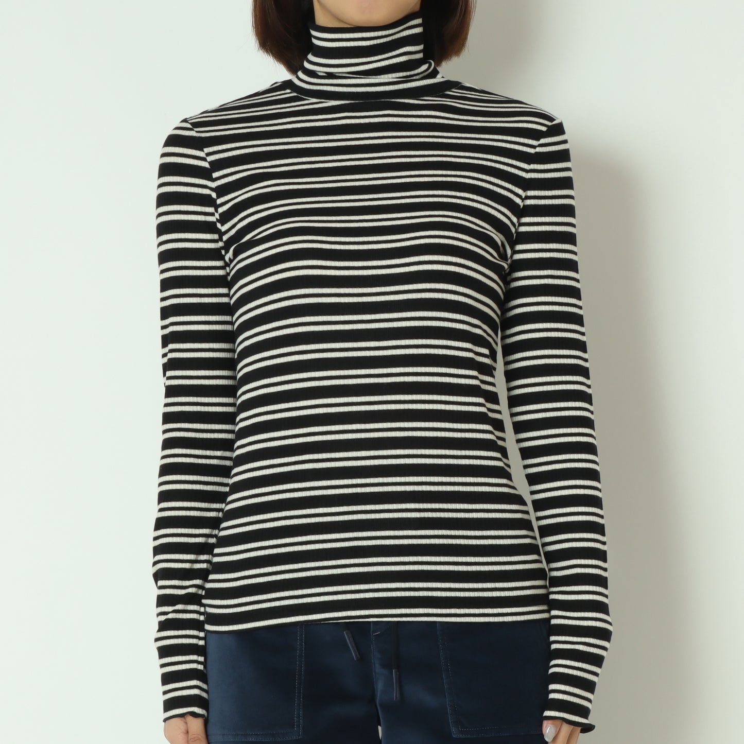 カシミアシルクソフトタッチタートルリブニット  80256500