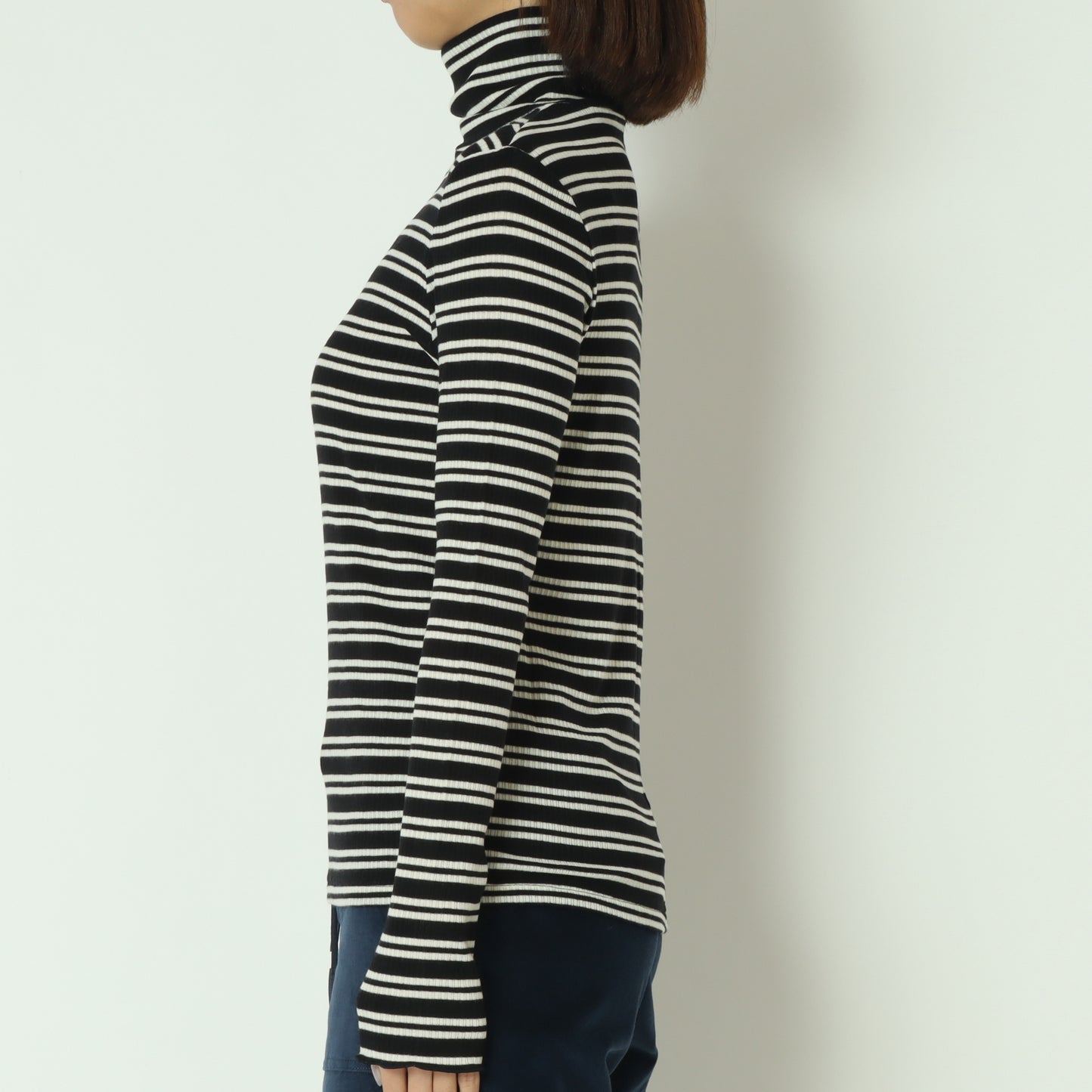 カシミアシルクソフトタッチタートルリブニット  80256500