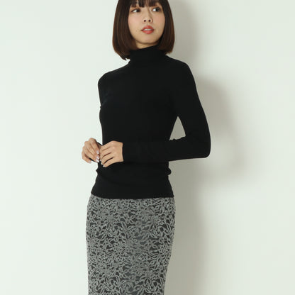 カシミアシルクソフトタッチタートルリブニット  80256500