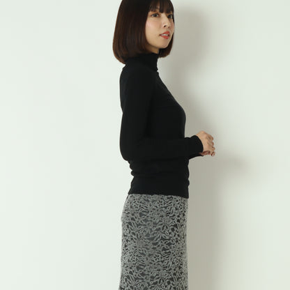 カシミアシルクソフトタッチタートルリブニット  80256500